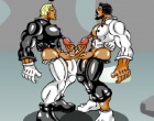 The Cull - This is an action side-scrolling RPG featuring gory ball-busting of muscle men. A particular hormone therapy experiment gone wrong has resulted in massive production of testosterone in men, turning them into hyper masculine and hyper aggressive beasts. Someone needs to put an end to them, stop their suffering and prevent further spread of this situation. The game has many stages, every stage has a preparation phase (to save, to review moves, etc) and a combat phase (go to the door to enter it). In combat phase, pick up weapons by walking over them. Touching enemies reduces your health (unless you are dodging). Clearing the enemies advances you to the next stage. Check controls in the game.