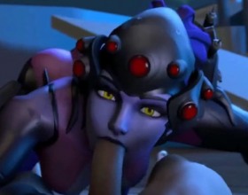 Horny WidowMaker - Enjoy 6 sexy scenes in this video looping animation game featuring Widowmaker from Overwatch. She'll suck and rub your cock. As well give it right in the ass and allow to cum over her body.