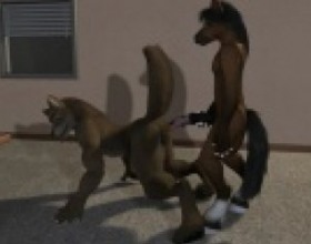 Wolf and Horse - Our horny dogs found new friends - horses! Here is another cool 3D sex animation featuring some Horse with huge dick. Use available buttons and click on the characters to progress the animation.