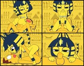 Ankha is an arrogant cat girl in the Animal Crossing game series. She has appeared in all games except Animal Forest and Wild World. Today you'll see looping sex animation set where she shows all her sexual skills in ancient Egypt style.