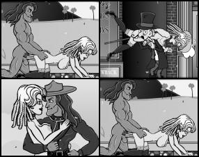 In this black and white episode of Brickhouse Betty our main heroine has been kidnapped by Slappy. Looks like he wants to see Betty dead! But luckily there's Tarzan who is going to save her and, of course, after that he will be rewarded with Betty's sweet and juicy pussy! :)