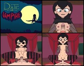 In this short mini game you'll see Mavis from the Hotel Transylvania movie series. This vampire girl will fuck you in 3 different ways: riding in a classical vaginal sex, riding your cock with her ass, and giving you a quick boobjob with her small titties.