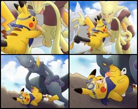 In this mini game/animation you'll see 3 Pokemons fucking each other in a gay scenes - Pikachu, Mewtwo and Alakazam. In the one scene Pikachu will be fucked by Mewtwo. In the second scene Pikachu will suck Alakazam's cock while being fucked in the ass by Mewtwo.