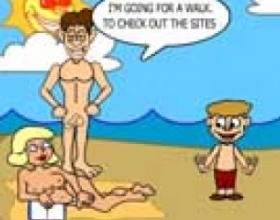 As Bigger As Dumber - Family went to nudist beach. Mother is enjoying sun while her husband went to walk around and her son is playing in the water. Son is wondering about big boobs and big dicks but mother answers:”The bigger they are the dumber they are!”