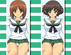 Character Ero Flash -Girls & P*nzer- - Miho Nishizumi and Yukari Akiyama from Girls and Panzer the Movie. In this mini game you can customize their looks, select 1 of the 4 sex scenes (missionary, from behind, oral sex and footjob), use various tools and viewpoints to enjoy maximum from this game. Unfortunately it's censored.