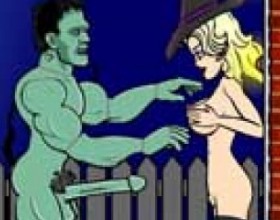 Dick or treat - It is Halloween and a Frankenstein - like monster named Frank appears at Betty's house and asks for candy. Betty tells him she has no candy, but Frank notices her very large breasts and strips her and himself naked. Betty then notices that she is naked. Lightning flashes and he has sex with her in various ways. In the end, Frank blow his load.
