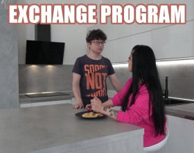 Exchange Program - Slip into the shoes of Victor, a math student finally living out his dream with a two-month exchange program in Prague. Today you meet your host, who happens to be an incredibly hot MILF that you'll be living with for the next 60 days. She starts cold and distant, but every choice you make can slowly melt that ice until she’s craving your cock. Once you settle in, you'll freely move around the house, talk to her, and try to seduce her into escalating things further. Get her worked up enough and you’ll unlock steamy porn scenes like her dropping to her knees for a deep blowjob, burying your face between her thighs for some hungry cunnilingus, bending her over for hard doggystyle sex, placing her on top for wild cowgirl riding, before flooding her with hot creampies that leave her mind melting. Time is limited, so don’t waste a single day if you want to turn this uptight host into your personal slut before you have to fly home. But don't be careless, either. Hit the start button on this porn game and be sure to act wisely if you want this busty babe to be your ultimate slut!