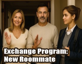 Exchange Program: New Roommate - Take on the role of a broke but intelligent guy who snagged a spot in a student-exchange program, landing you at a fancy university abroad. You’re stoked but strapped for cash, so you crash with a host family in a tiny room and pick up a part-time gig. Days later, surprise—a second bed shows up! Another student, a girl, won the same program and, by some wild twist, ends up at your uni with no other place to stay. Your host family squeezes her into your cramped room. No way out unless you want to ditch the program and crawl back to poverty. So, you’re stuck sharing a tight space with this stranger, navigating new customs and quirks. Will you clash, connect, or maybe even build a sexual relationship? If so, you can look forward to blowjobs, cunnilingus, vaginal sex, and creampie finishes, as your relationship heats up—or doesn’t. Ultimately, the only way to find out how this nsfw game pans out is to hit that start button now!