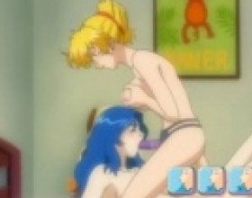 Lesbian Strap On Joy - Now you're able to watch and enjoy 4 lesbian orgy. These Hentai girls know what their girlfriends like: massage a breast, lick a pussy, put fingers in their vaginas and finally fuck each other with a strap-on sex toy.