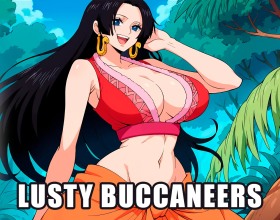 Lusty Buccaneers - Do you like One Piece? If so, this is a fun hentai parody game that lets you embark on a pirate adventure by playing as a young captain. You get the chance to take on the high seas with a large crew of sassy female pirates to find excitement and danger. This means battling fierce enemies, solving ancient mysteries, and recruiting more pirates to join your crew. But it also comes with a perverted twist, as you’ll get to have all kinds of hardcore sex with these hot ladies. From giving Robin doggystyle backshots to getting sloppy blowjobs from Nami, the sexual possibilities are plenty. Also, your decisions will impact the outcome of your journey and the fate of the pirates you command. Hit play to become the legendary pirate captain who experiences a journey filled with discovery, intense fights, and romantic moments!