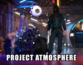 Project ATMOSPHERE - Jump into an epic sci-fi adventure porn game with incredible animations and a mature story that is inspired by popular titles like Cyberpunk 2077 and Deus Ex. You play as Dan, a young man who recently graduated from college after studying robotics and AI. Suddenly, he finds himself thrown into a dangerous fight for the future of the universe as an agent at the Atmosphere Agency. It is up to him to stop threats from other worlds by combating strange and powerful enemies. Along the way, he will also get to meet several interesting characters, all of whom have their own secrets and motivations. Some of whom will be looking to have sex with him, so you can expect several erotic scenes featuring cunnilingus, masturbation, handjobs, creampie sex, footjobs, cumshots, and more. From busty ladies to deadly androids, hit play and explore this futuristic tale that promises a thrilling quest to protect the Earth and save humanity from the unknown!