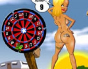Strip Darts - Hold down the Green dart and your Aim Controls will appear. Release the dart with mouse button when you’re ready to throw. Nail the number Rednecca wants you to hit and she’ll start dropping her rednecky clothes. Careful though, if you miss you’ll just piss her off.