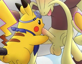 Train Me Master - In this mini game/animation you'll see 3 Pokemons fucking each other in a gay scenes - Pikachu, Mewtwo and Alakazam. In the one scene Pikachu will be fucked by Mewtwo. In the second scene Pikachu will suck Alakazam's cock while being fucked in the ass by Mewtwo.