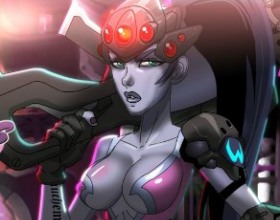 Widow's nest - Meet Widowmaker from Overwatch video game. She tried to kill you but somehow bullet didn't hit you. So you're alive and if you'll answer to her questions correctly you'll be able to fuck with her. Keep your cursor on the gray dot to progress the animation.
